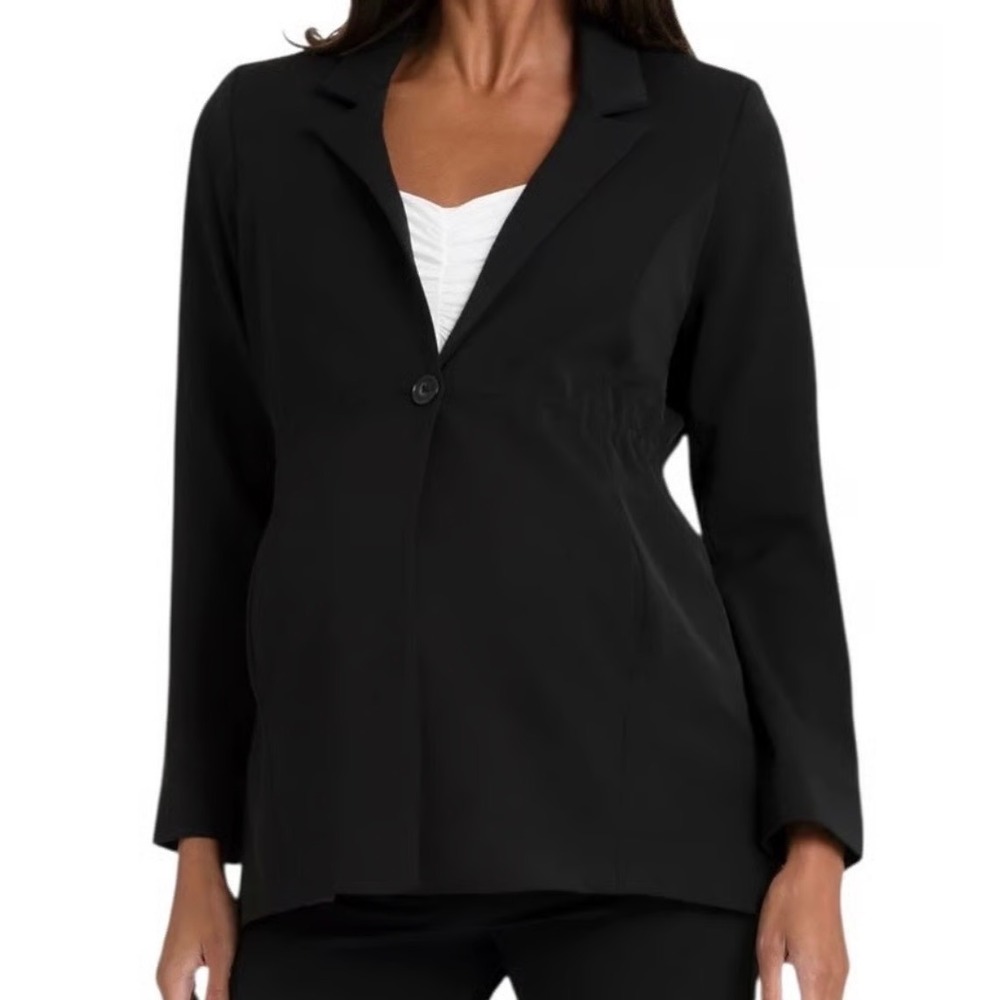 Seraphine The Work Edit Maternity Blazer Black Single Button Cinched Waist US 4